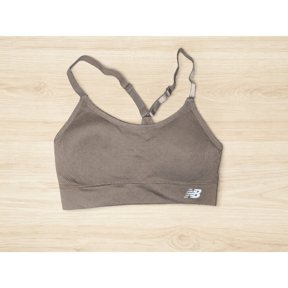 New Balance Sports Bra Women's Large Brown Seamless Strappy Low Impact Padded